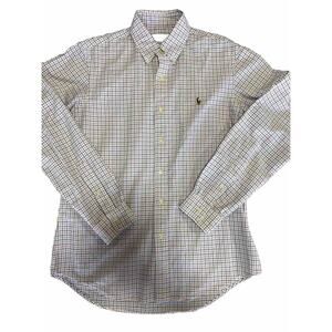 Ralph Lauren Shirt Mens Medium White Check Flesh Pony Classic Preppy